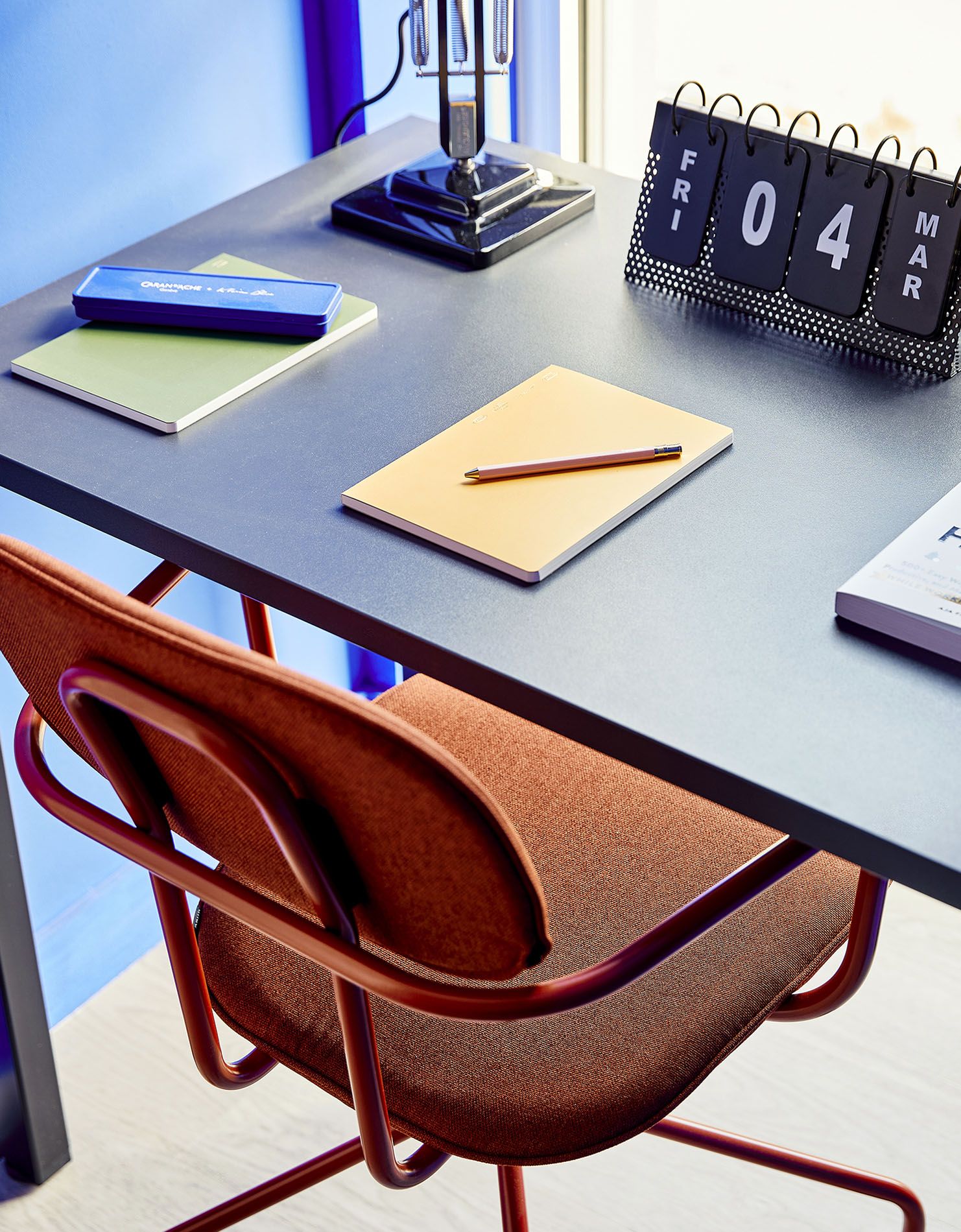 Desk with chair notepad and calendar Desk with chair notepad and calendar